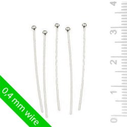 Kurze Nietstifte, Gro&szlig;kauf, 1,2 mm Kugel, d&uuml;nner Draht, Silber, 30x0,4 mm, 100 Stk