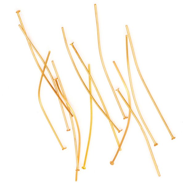 Bulk purchase, Headpin with 1.5mm plate, gold-plated STEEL, 40x0,60x1.5mm, 100pcs.