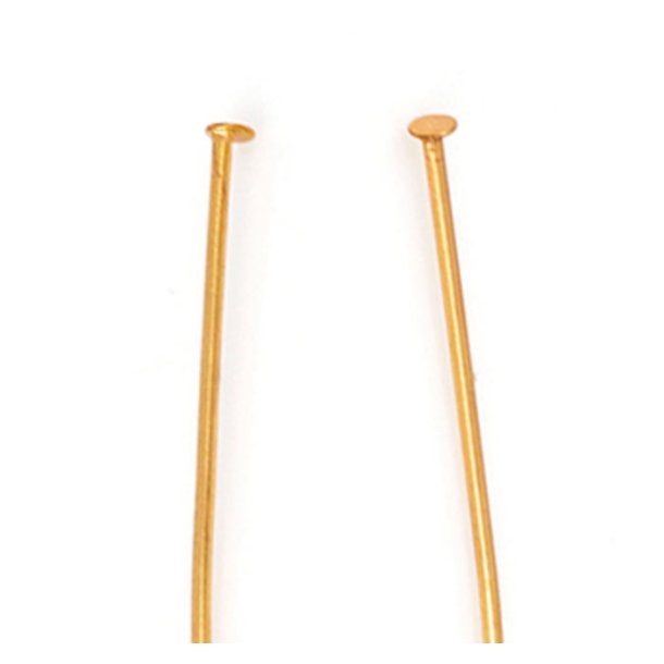Headpin with 1.5mm plate, gold-plated STEEL, 40x0,60x1.5mm, 20pcs.