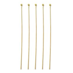 Ekstra lange Nietstifte mit 1,8 mm Kugel, vergoldetes Messing, 70x0,7 mm, 20 Stk