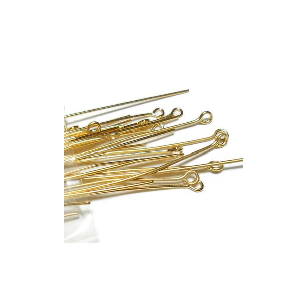 Bulk purchase, Eyepin, headpin with loop, gold-plated silver, 45x0,5mm, 100pcs.