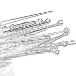 senstifte, Perlenstab mit se, GROKAUF, Sterlingsilber, 45x0,5 mm, 100 Stk.