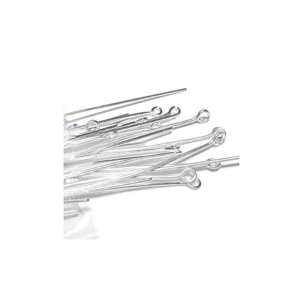 senstifte, Perlenstab mit se, GROKAUF, Sterlingsilber, 45x0,5 mm, 100 Stk.