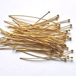 Nietstifte, Grokauf, groe Kugel (2 mm), vergoldetes Silber, 45x0,5 mm, 100 Stk