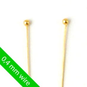 Headpin med 1,5 mm kugle, forgyldt s�lv, 45x0,4mm, 10 stk.