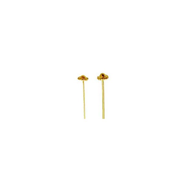 Headpin with wreath, gold-plated silver, 45x0,5mm, 6pcs.