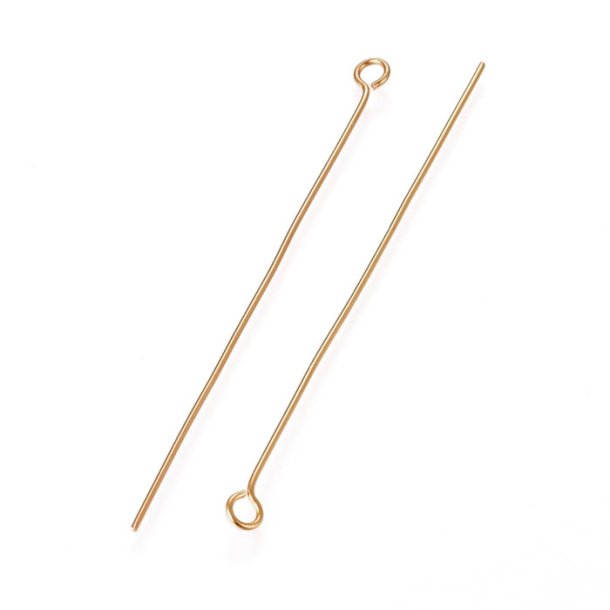 &Ouml;senstifte, Perlenstab mit &Ouml;se, vergoldeter Stahl, 50x0,6 mm, 20 Stk.
