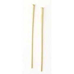 Lange Nietstifte mit 2 mm Plttchen, vergoldetes Silber, 80x0,6 mm, 4 Stk.