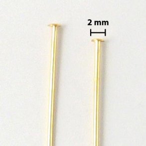 Nietstifte mit 2 mm Plttchen, vergoldetes Silber, 45x0,5 mm, 10 Stk.