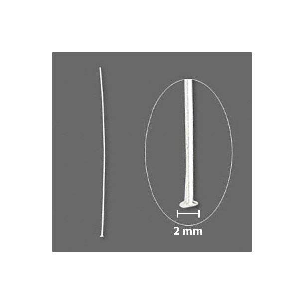 Headpin with 2mm plate, silver, 45 x 0,50mm, 10pcs.