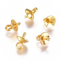 Stift�se mit Stifte und 5-mm-Schale, vergoldeter Stahl, 7 mm lang, 6 St�ck.