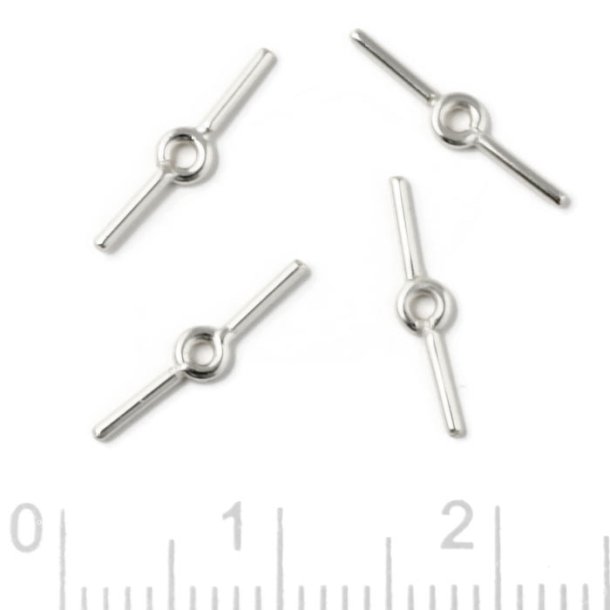 Douple pin Eyepin, with hole in the middle, silver, 12,5x0.8mm, 4pcs.