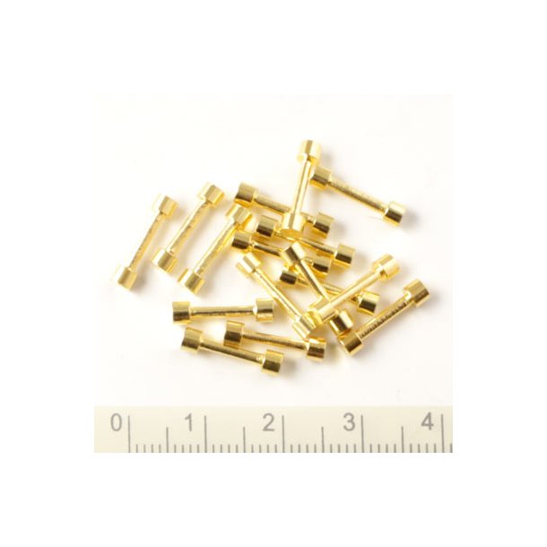 Solid gold-plated bar w/o hole, 12.5x3mm. Can be used for link-it bracelets, 40pcs.