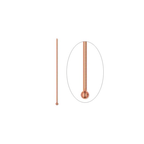 Headpin, copper, with 1,5mm ball, 50x0,6mm, 20pcs.