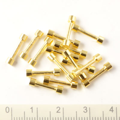 40 Stk, Massiv Forgyldt Stav u. Hul, 12,5x3 mm. Anvendes f.Eks. Til Linkit-bracelets. til Smykkefremstilling