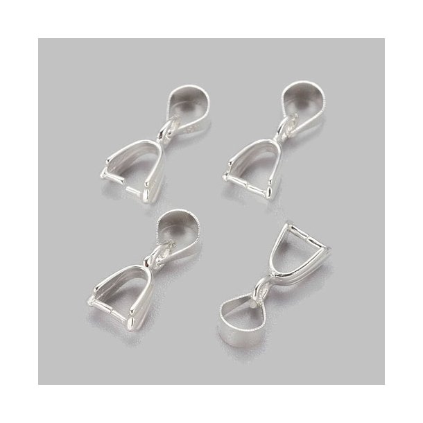Ice-pick bail, silver plated brass, 15x5mm, 4pc.