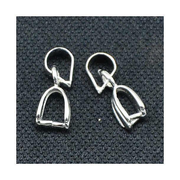 Ice-Pick Bail, small, PLATINUM-colored brass, length 13mm, 4pc