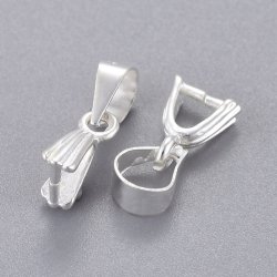 Haken/ Aufhnger fr quer gebohrte Perlen, silber-farbenes Messing, 13mm, 4 Stk