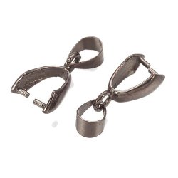 Haken/ Aufhnger fr quer gebohrte Perlen, dunkler gunmetal, 20 mm, 2 Stk.