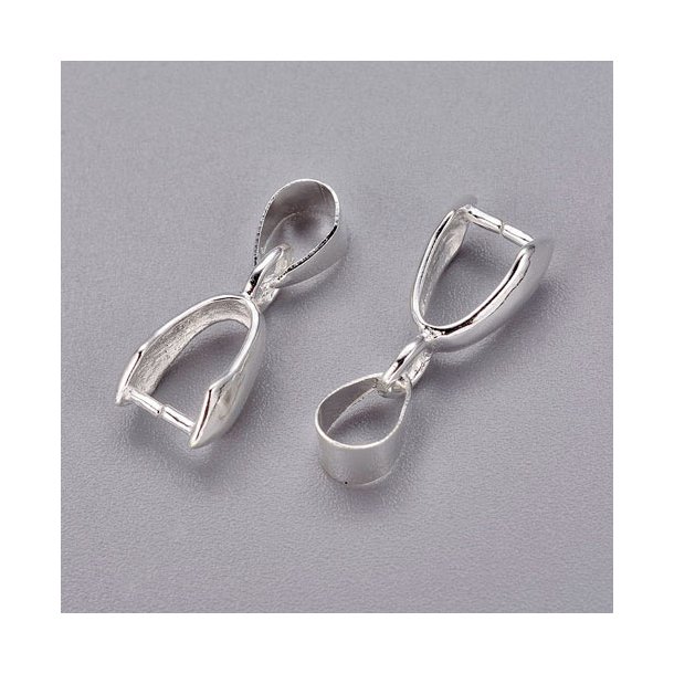 Ice-pick bail, platinum-colored brass, length 18mm, 2pc.