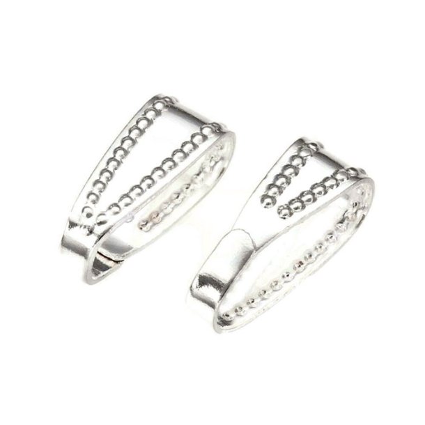 Bail for mounting pendants on necklace, silver-plated brass 11x4 mm, 6 pcs
