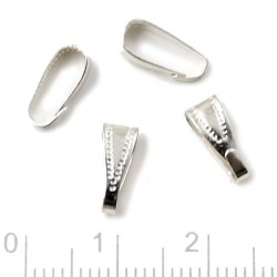Haken fr Anhnger, versilbertes Messing, lnge 10,5x4 mm, 4 Stk