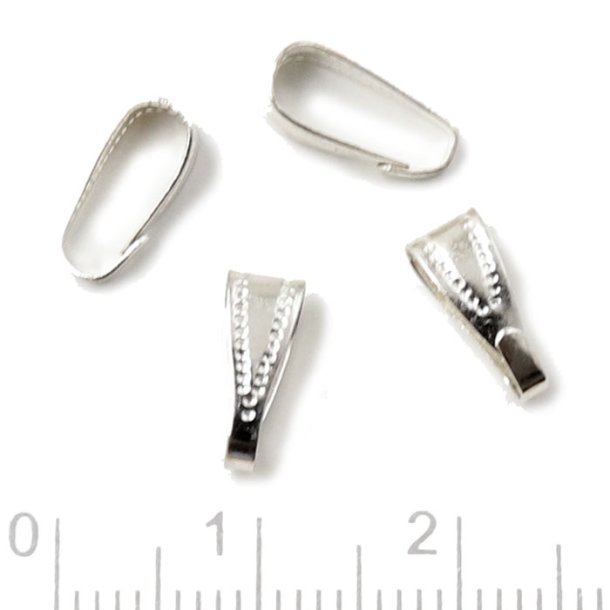 Bail for pendants, silver-plated brass, length 10,5x4mm., 4 pcs.