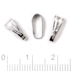 Haken fr Anhnger, versilbertes Messing, lnge 10,5x4 mm, 4 Stk