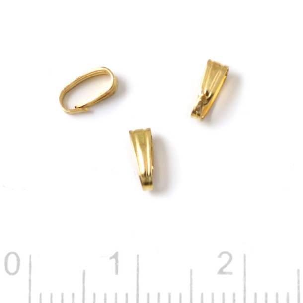 Bail for the mounting of pendant in necklace, gold plated brass, 6x2x3,2mm, 6pcs