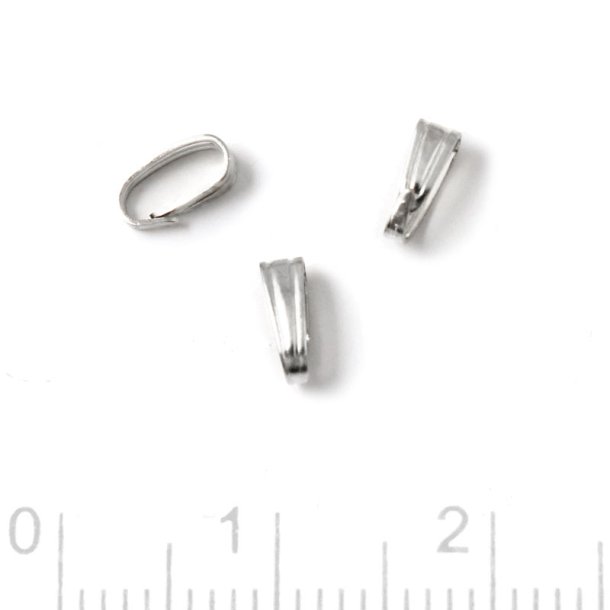 Bail for the mounting of pendant in necklace, silver plated, 6x2x3,2mm, 6pcs