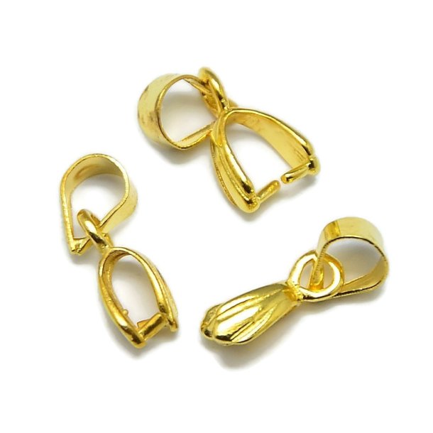 Bail, gilded, with grooves, small-9x3mm, 4pcs