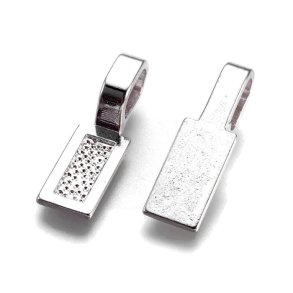 Bail, glue-on, flat base, silver-plated, 26x8mm, 2 pcs.