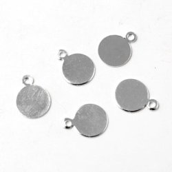 Platte zum Aufkleben von Anh&auml;ngern, versilbert, 10x8mm, 6 Stk.