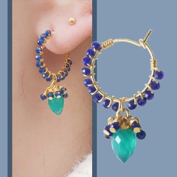 Anh&auml;nger, Tropfen mit &Ouml;se, gr&uuml;ner Onyx, vergoldetes Silber, 14x6 mm, 1 Stk