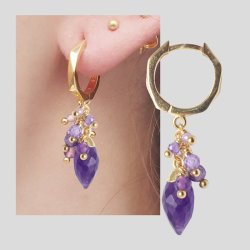 Anh&auml;nger, Tropfen mit &Ouml;se, Amethyst, vergoldetes Silber, 14x6 mm, 1 Stk