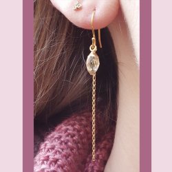 Anh&auml;nger, Tropfen mit &Ouml;se, klarer Citrin, Silber, 14x6 mm, 1 Stk