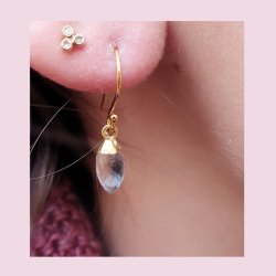 Anh&auml;nger, Tropfen mit &Ouml;se, klarer gr&uuml;ner Amethyst, Silber, 14x6 mm, 1 Stck