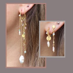 Cable chain, open, gold-plated sterling silver, wire 0.3mm, link width 1.45mm, 50cm