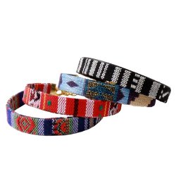 Ethnischer Baumwollkord, hellblau/gelb, flach,10 mm, 20 cm.