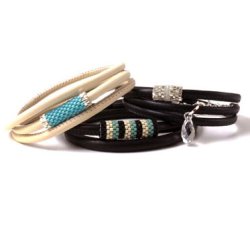 Schmuck-Set, Peyote-Rhrchen mit Delica 4-Farben-Kombi und Schmuckmaterialien.