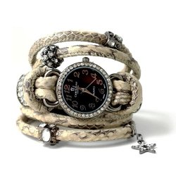 Echtes Schlangenleder, gemustert, am Rand gen&auml;ht, 5 mm, 20 cm