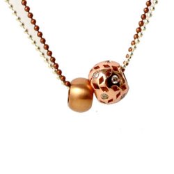 Starke Armbandperle mit klaren Zirkonia, rotvergoldetes Messing, 9x11 mm, 5 mm Loch, 1 Stk.