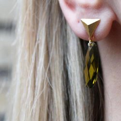 Zirkonia, flach, oval, goldgelb, 22x8 mm, 2 Stk.