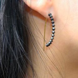 Ohrhaken, lang, offen, P-frmig, 40x16 mm, vergoldetes silber, 2 Stk