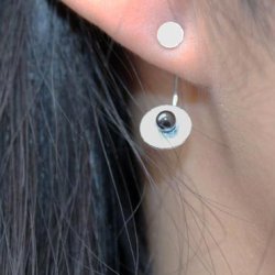 Hmatit, runde Perle, angebohrt, klein, 3 mm, Loch 0,8 mm, 2 Stk.