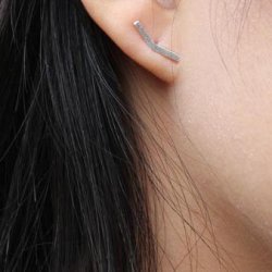 Ohrstecker mit gebogenem Stab, gebrstet, oxidiertes Sterlingsilber, 15x1,5 mm, 2 Stk.