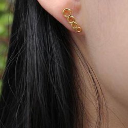Ohrstecker mit Ringen, vergoldetes Sterlingsilber, 14x2 mm, 2 Stk.