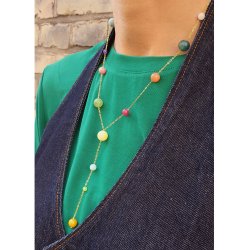 DIY Smykkest, Y-halskder med perler, trd og lse, forgyldt, 1 st