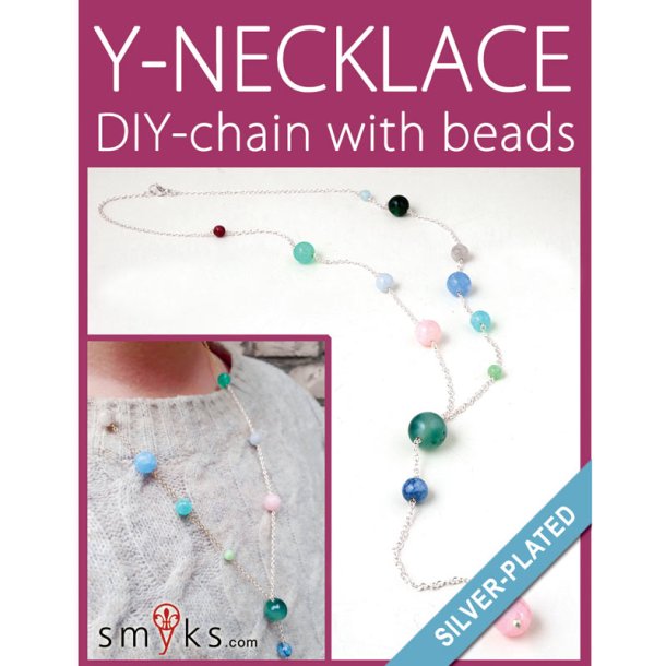 DIY-Schmuckset, Y-Halsketten mit Perlen, Draht und Verschlssen, versilbert, 1 Set