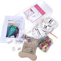 DIY-Schmuckset, Y-Halsketten mit Perlen, Draht und Verschlssen, versilbert, 1 Set